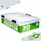  Deuba Aufbewahrungsbox Deckel Stapelbar Transparent Rollen Kunststoff BPA Frei Wohnzimmer Schlafzimmer Kinderzimmer 60L/30L, Volumen:30L