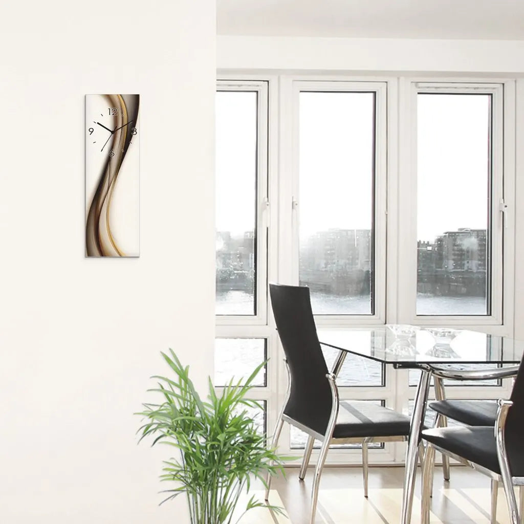  ARTland Glas Wanduhr Quarzuhr - Schwarzer Zeiger Welle Größe: 20x60 Cm