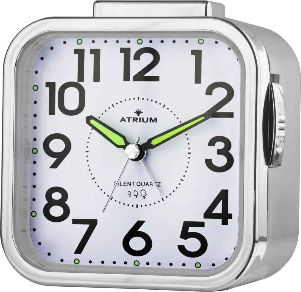  ATRIUM Wecker Analog Quarz Seniorenwecker Silber A530-19 O. Ticken Große Zahlen