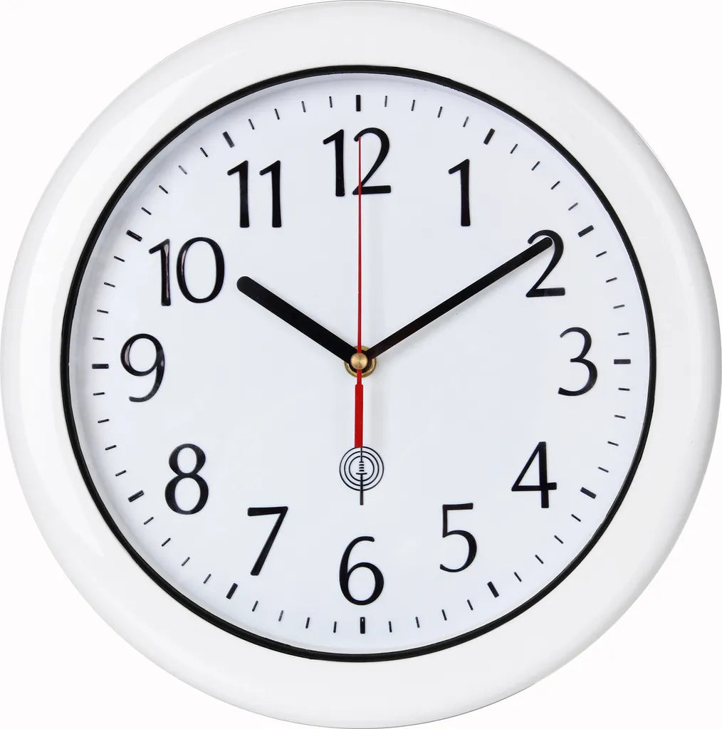  Monzana Wanduhr Mit Funk Wasserdicht Automatische Zeitumstellung Geräuscharm Quarz-Uhrwerk Analog Bad Küche Haus Funkuhr Uhr Hochglanz Weiß