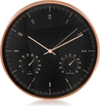  Leise Quartz Wanduhr Mit Hygrometer & Thermometer In Gold