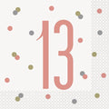 Unique 16 Servietten 13. Geburtstag Roségold