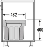  Hailo Einbau Abfallsammler Tandem 2x15l Mülleimer Abfalleimer Mülltrennung