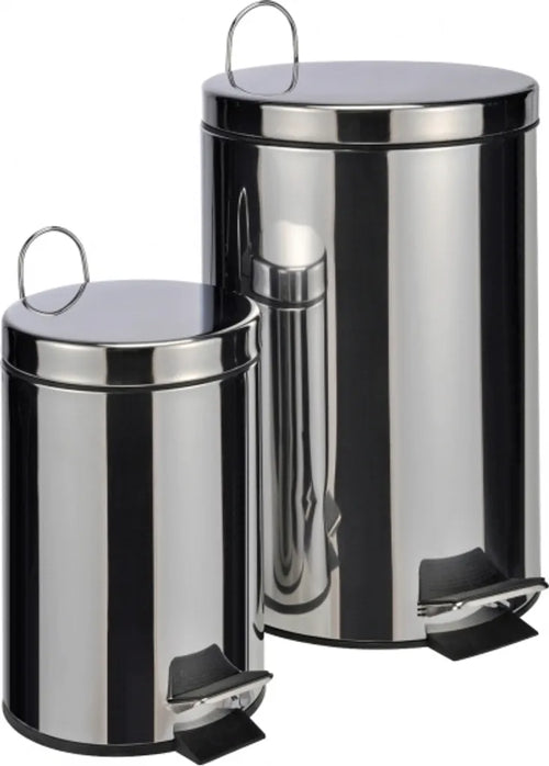  2tlg. Set Treteimer Aus Edelstahl 3L / 12L