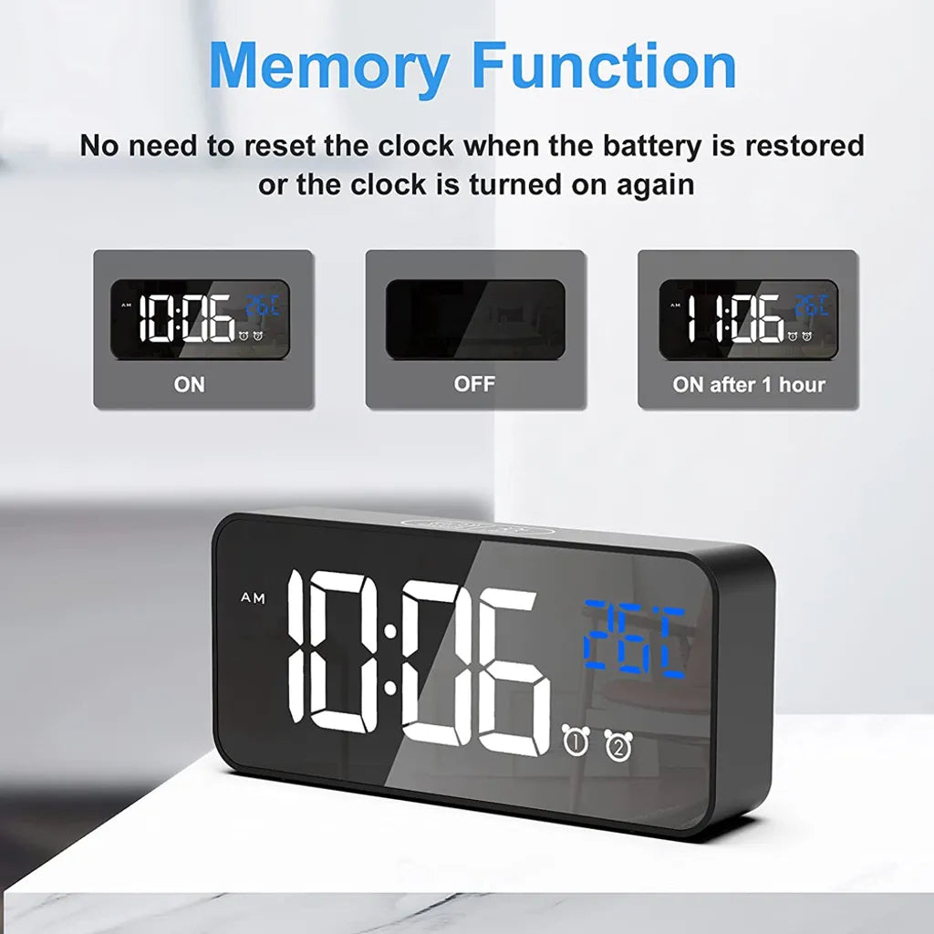  LED Digitaler Wecker Mit Drehfuß, LED-Display, Große Ziffern Anzahl Für Alte, Große Runde Taste, Dimmer Helligkeit, Einstellbare Lautstärke, Schlummerfunktion, Steckdose, Batterie-Backup, Schwarz,Black