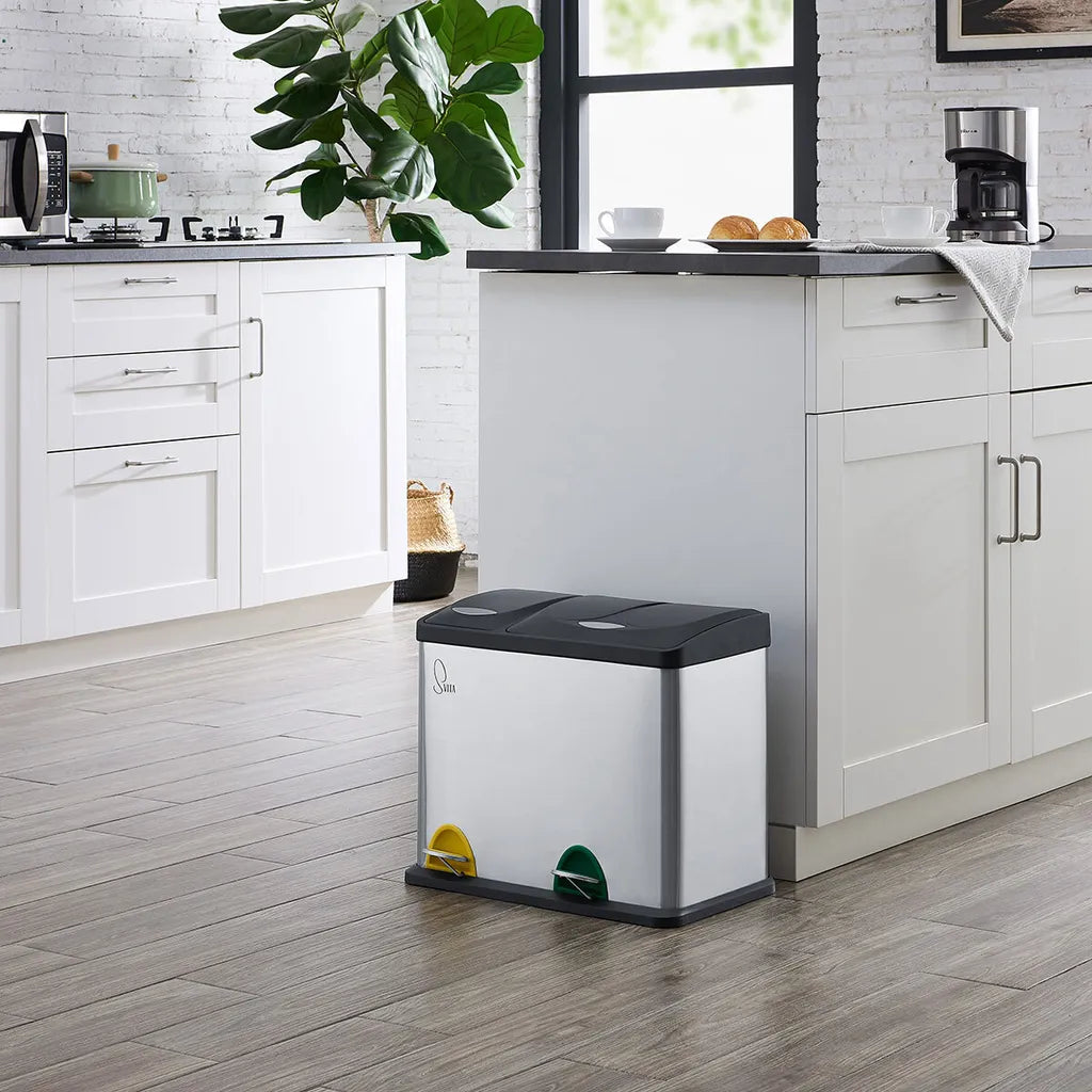  SVITA TC2 Combo26 Papierkorb Mülleimer Mülltrennung Edelstahl 8L+18L Silber