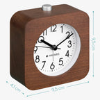  Navaris Analog Holz Wecker Mit Snooze - Retro Uhr Viereck Design Mit Weißem Ziffernblatt Alarm - Leise Tischuhr Ohne Ticken - Holzwecker Dunkelbraun