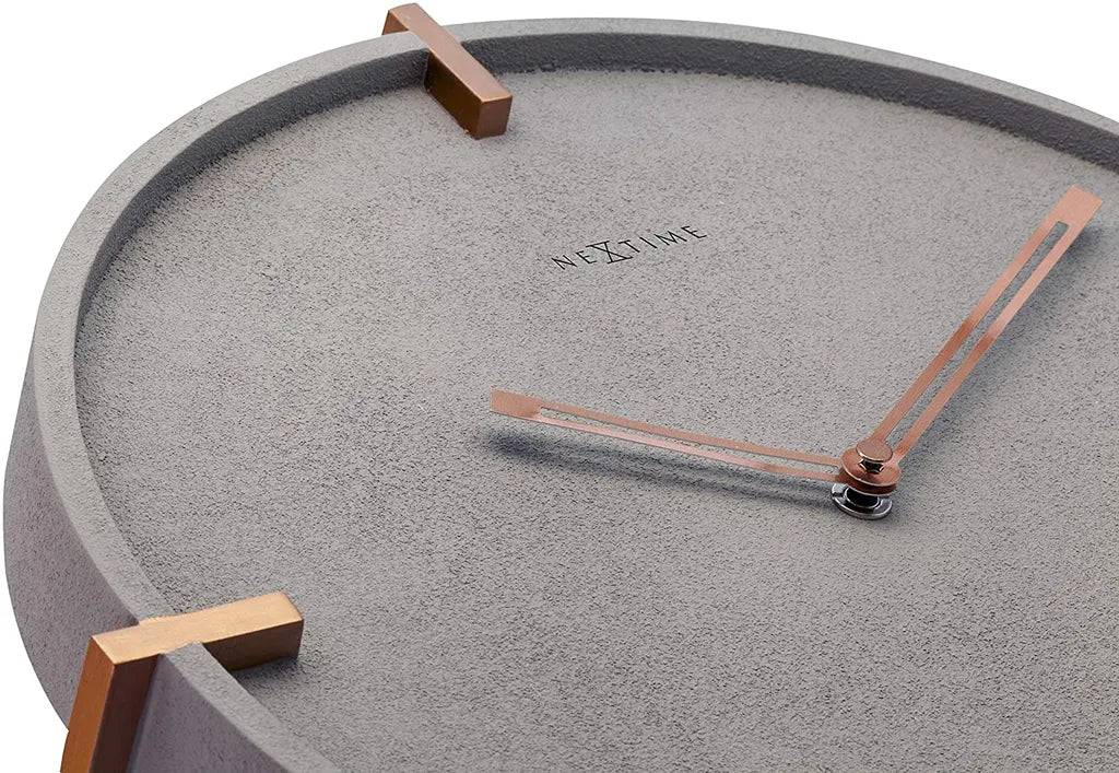  NeXtime Wanduhr NX3515 Mohawk Wall, Lautlos, Rund, ø 32cm, Grau, Beton, Rosegold
