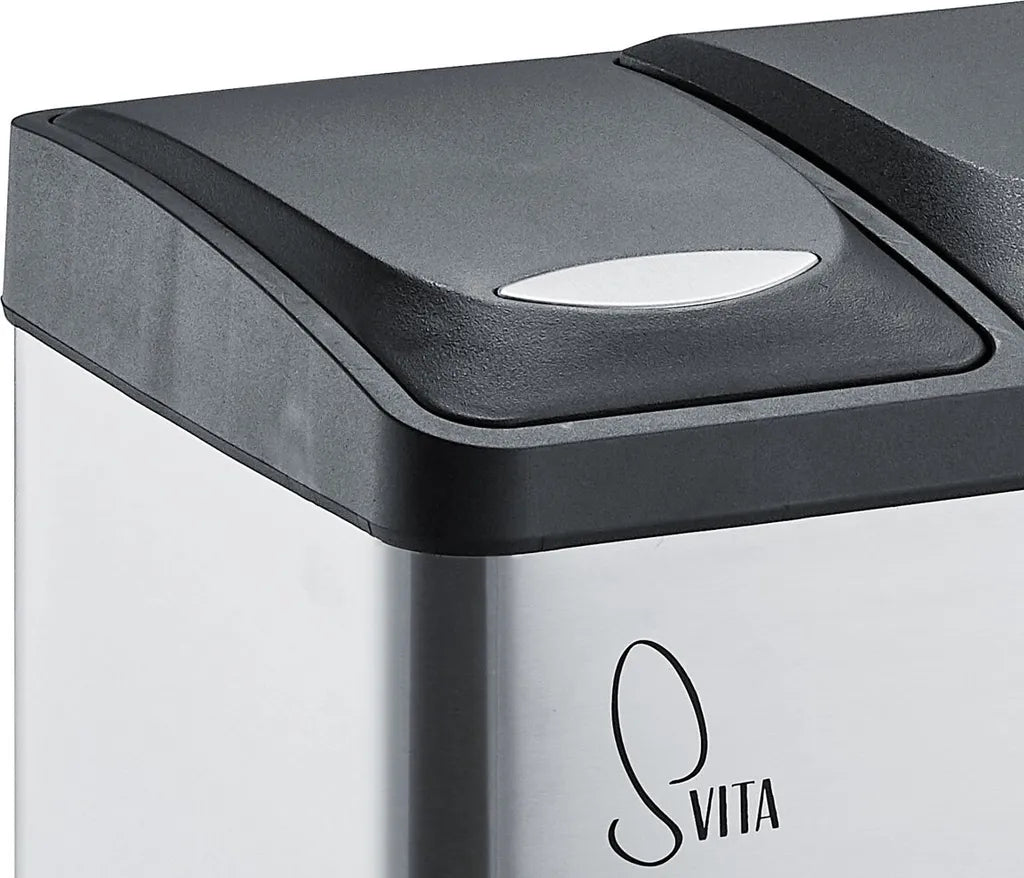  SVITA TC2 Combo26 Papierkorb Mülleimer Mülltrennung Edelstahl 8L+18L Silber