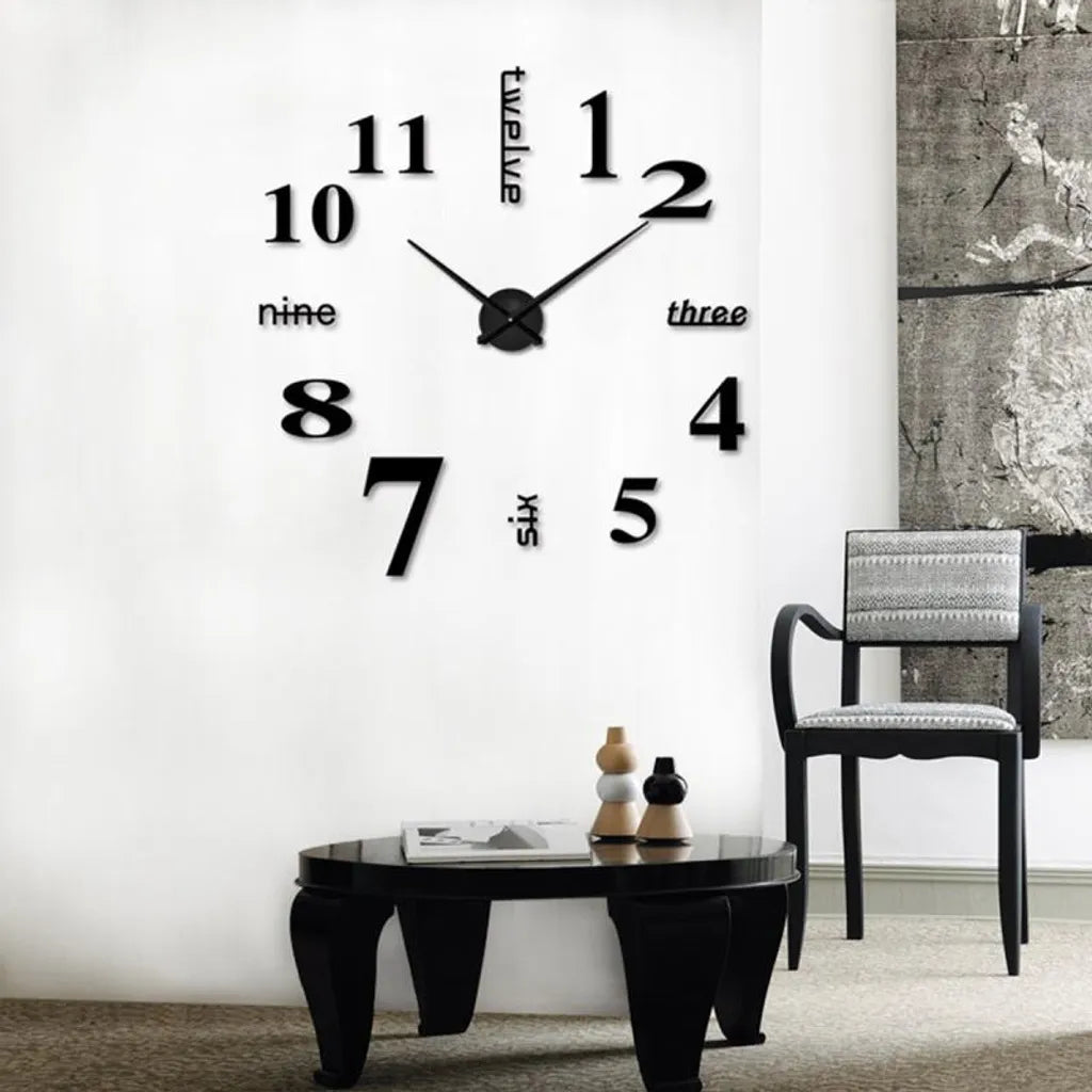  Moderne Mute DIY Große Wanduhr Home Office Decor Geschenk (Silber)