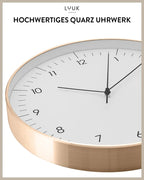  LUUK LIFESTYLE Große Quarz-Wanduhr, Leisem, Nicht Tickendem Uhrwerk, Nordisches Design, Innendekoration Für Wohnzimmer, Küche, Schlafzimmer, Farbe Weiß Und Gold