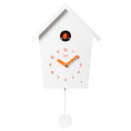  Cuco Clock Kuckucksuhr REIHENHAUS Mit Pendel Wanduhr Moderne Kuckucksuhr Pendeluhr 28,3 × 22,8 × 10,4cm - Weiß / Orange