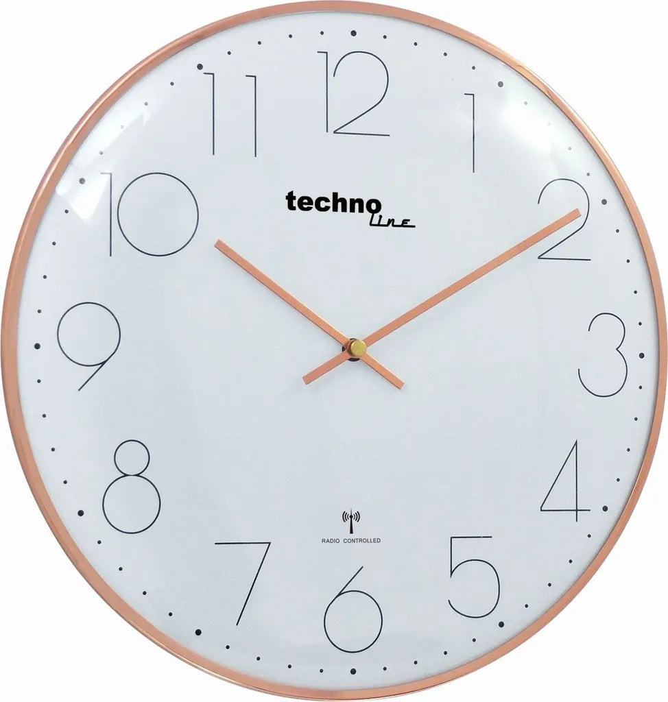  Technoline Funk-Wanduhr, Ø 350 Mm, Roségold, Analog,