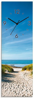 ARTland Glas Wanduhr Funkuhr - Schwarzer Zeiger Strand Mit Sanddünen Und Weg Zur See Größe: 20x60 Cm