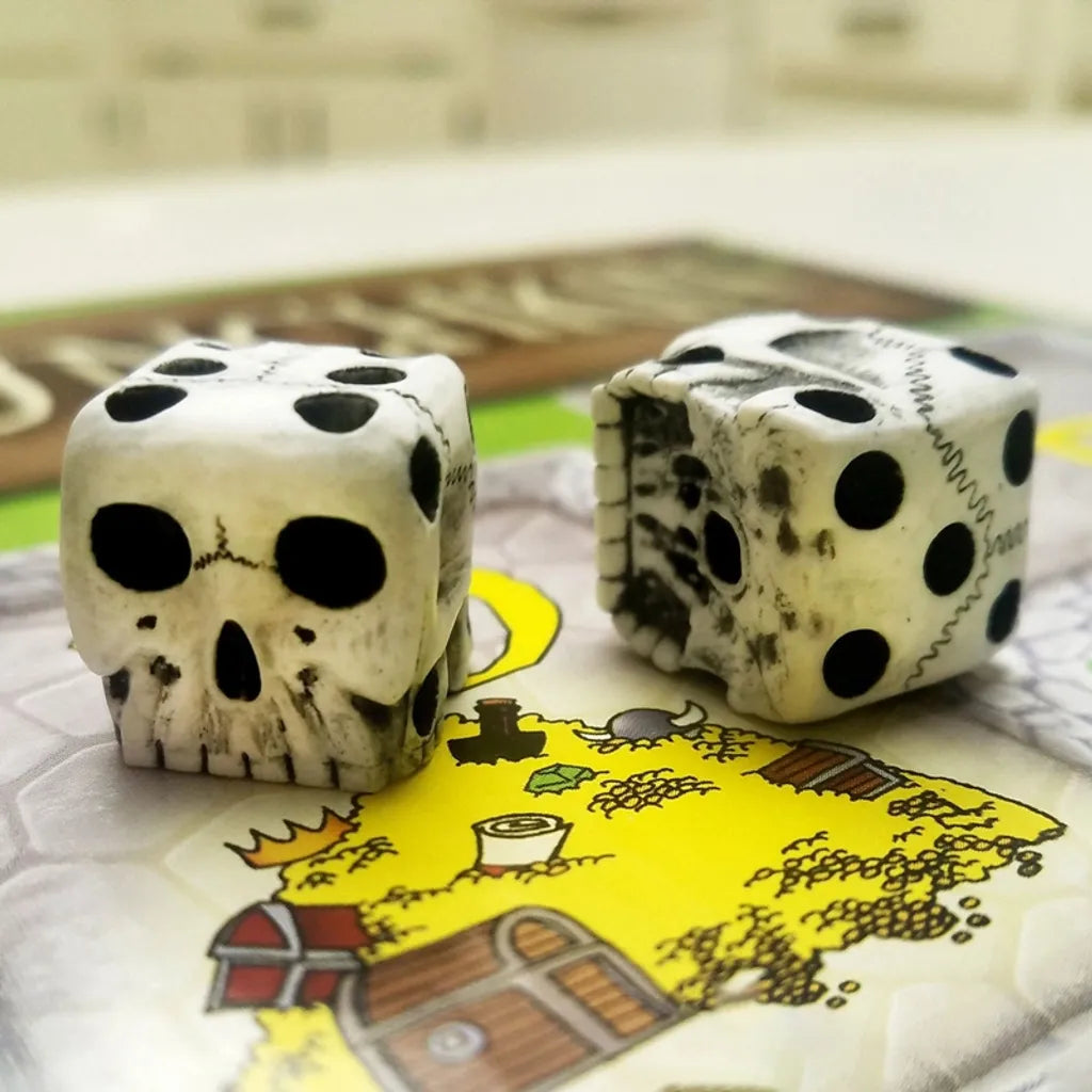  5x Skelett Würfel Gruselige Dekorative Verzierung 6-seitig Harz Gotische Skelettwürfel, Für Halloween Partydekoration