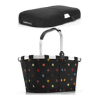  Reisenthel Carrybag Mit Cover, 2-tlg., Einkaufskorb, Deckel, Abdeckung, Korb, Polyestergewebe, Dots / Black, 22 L