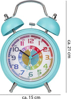  ONVAYA® Kinderwecker Analog | Türkis | Lernuhr Für Kinder | Retro Wecker Ohne Ticken | Lernwecker Mit Licht & Musik | Quarzwecker | Glockenwecker | Kinderuhr Spielzeug Für Jungen & Mädchen