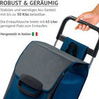  Einkaufstrolley FAJENA In Blau Mit Kühlfach, Ausklappbarem Sitz & Großen, Abnehmbaren Rädern