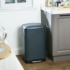  SONGMICS Mülleimer, 30 Liter Abfalleimer, Treteimer Aus Stahl, Mit Inneneimer Und Deckel, Softclose, Luftdicht Rauchgrau LTB01GS