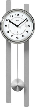  Atlanta 5105/19 Wanduhr Funk Funkwanduhr Mit Pendel Silbern Pendeluhr