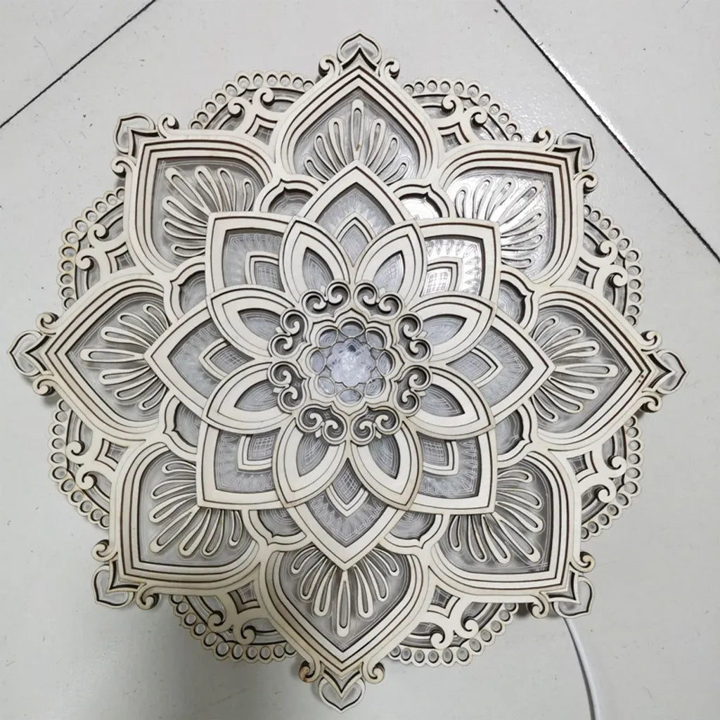 LED Nachtlicht, Lotus Blume Mandala YOGA LED Licht Hängende Wand Skulptur Lampe Wandleuchte Dekorative