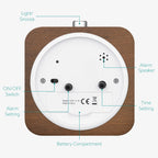  Navaris Analog Holz Wecker Mit Snooze - Retro Uhr Viereck Design Mit Weißem Ziffernblatt Alarm - Leise Tischuhr Ohne Ticken - Holzwecker Dunkelbraun