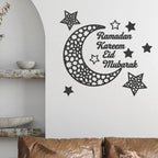  Ramadan Kareem Aufkleber Dekorationen Wand Eid Mubarak Eid Al Adha Mond Und Stern Aufkleber Islamische Spiegeldekoration（Schwarz）