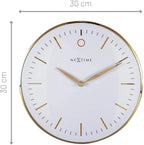  NeXtime 3256WI Small Design-Wanduhr, Leise, Weiß, Gold, 30 Cm