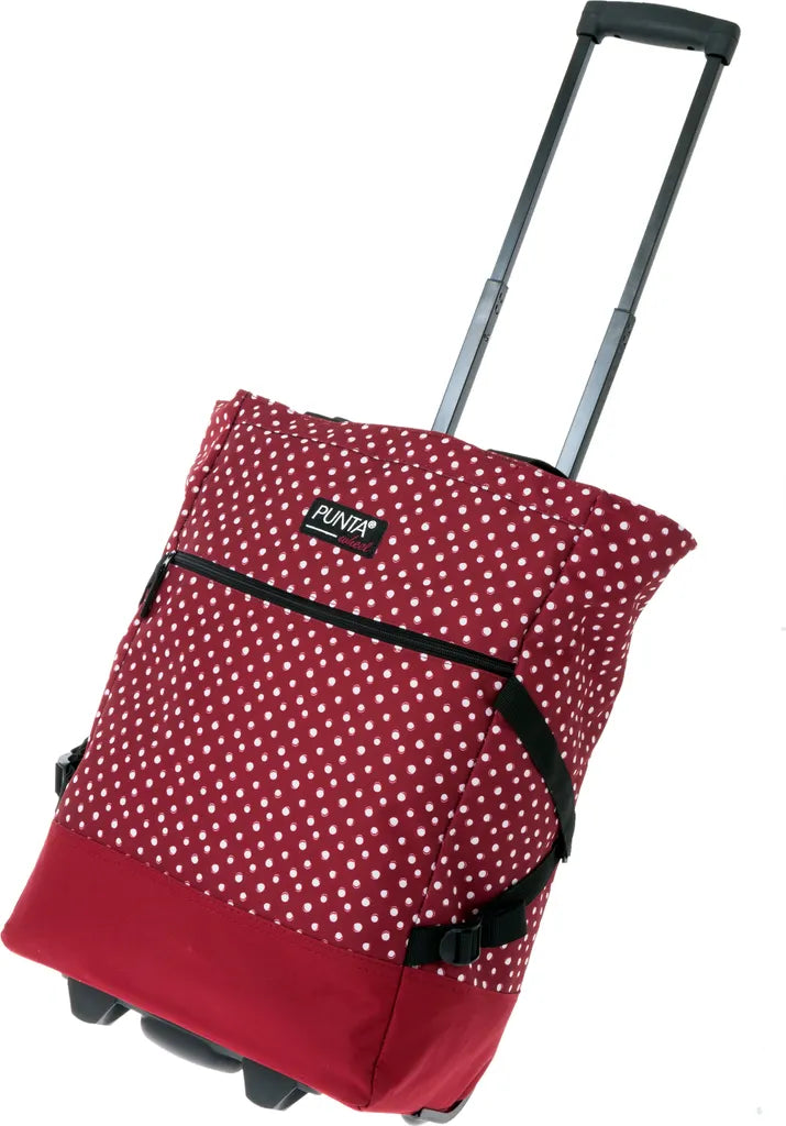  Einkaufstrolley Trolley Punta Wheel Einkaufsroller Einkaufswagen Shoppingtrolley Shopper EInkaufskorb Mit Rollen Und Gurten Trolly 10008-0220 Red Dots Punkte Rot + Bagboom Thermo TK Tasche
