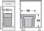  Hailo Einbau Abfallsammler Tandem 2x15l Mülleimer Abfalleimer Mülltrennung