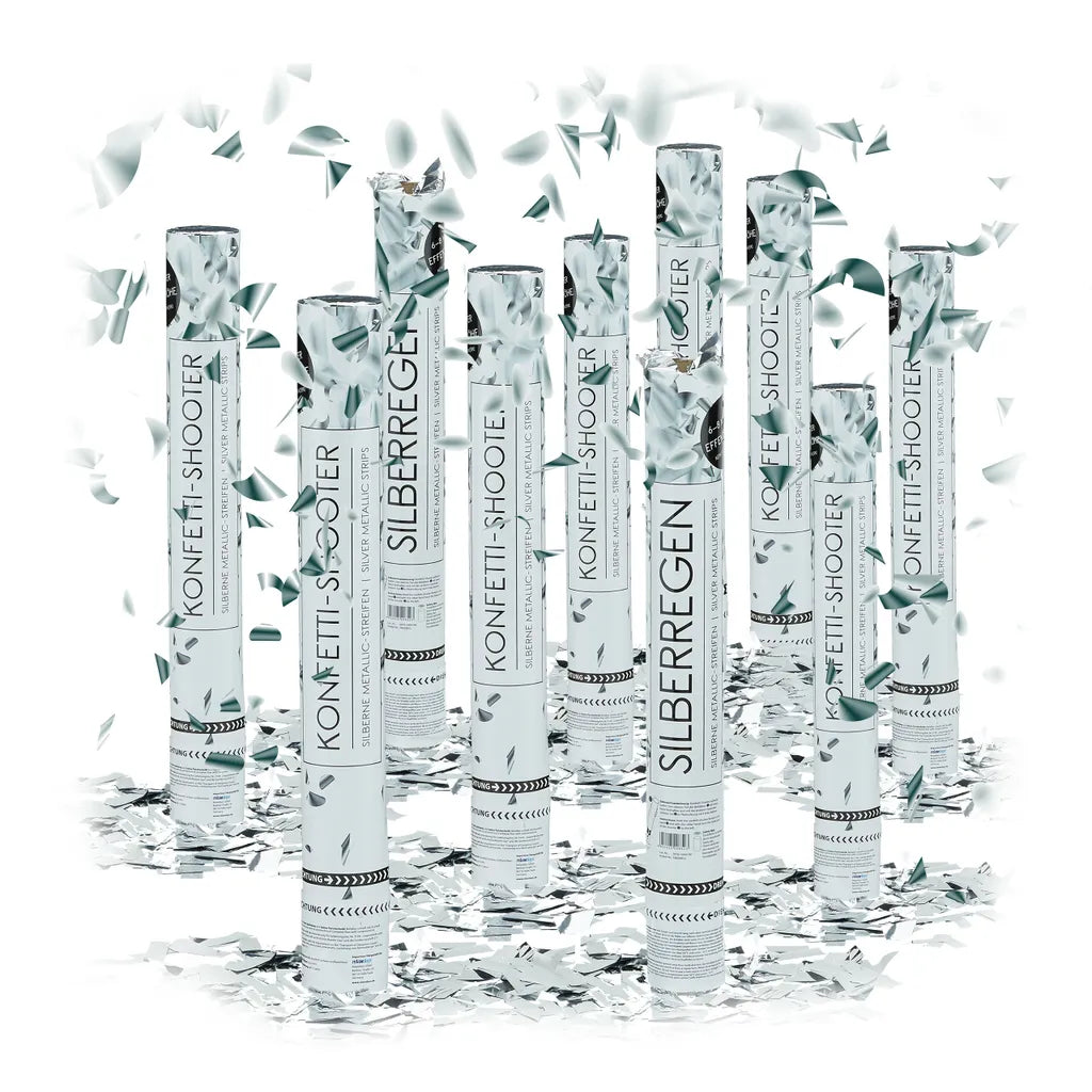  Relaxdays 10 X Party Popper 40 Cm Silber