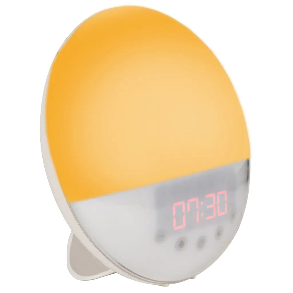  Silvergear® Lichtwecker | Dimmbar Wake Up Licht | Mit 30 Helligkeitsstufen , 6 Lichtfarben Und Verschiedene Natürliche Alarmtöne | Weiß
