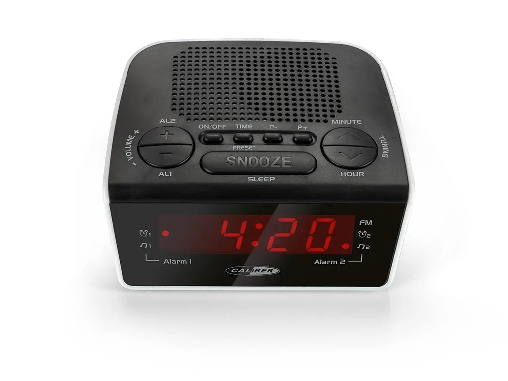  Caliber Alarm Clock Radio Mit FM -Radio Und Doppelalarm - Digitaler Wecker Mit Rotem Display - Weiß (HCG015)