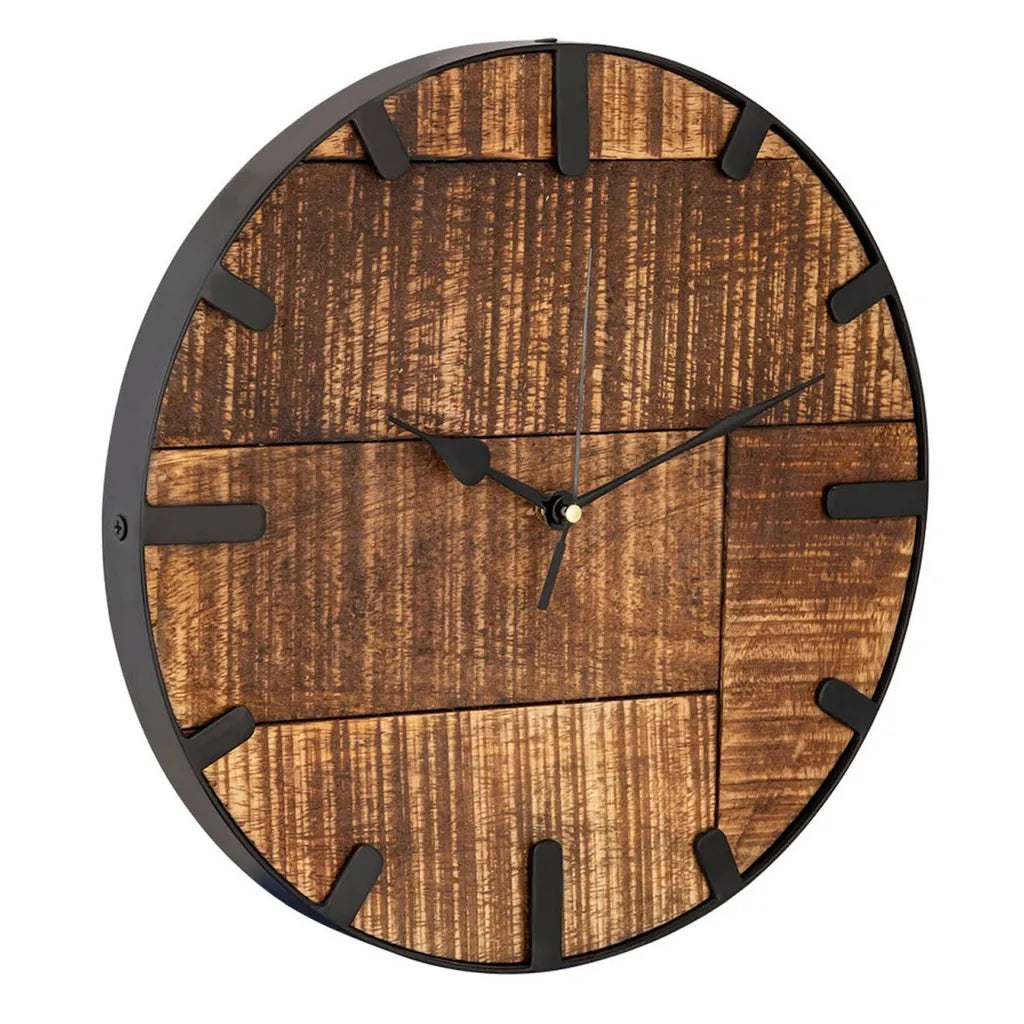  Tinkaro Wanduhr BEDAR Mangoholz Wohnzimmeruhr Braun