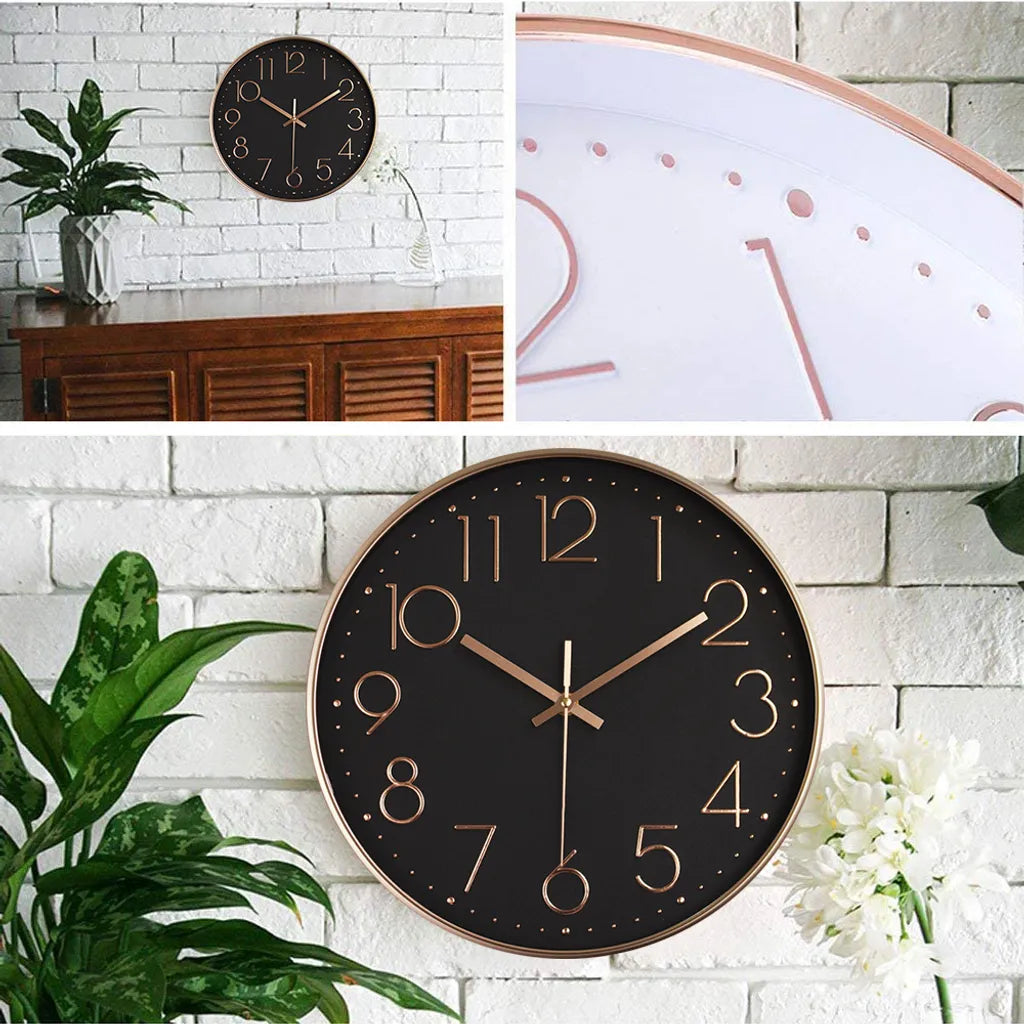  Wanduhr,30 Cm Silent Geräuschlos Wanduhr Quarz Batteriebetrieben Mit ABS-Rahmen HD-Glasabdeckung Für Kinder/Wohnzimmer/Schlafzimmer/Küche/Büro/Dekoration