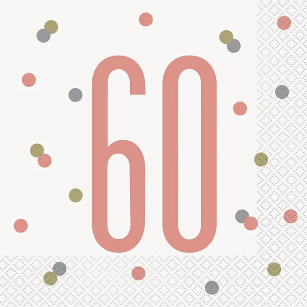 Unique 16 Servietten 60. Geburtstag Roségold