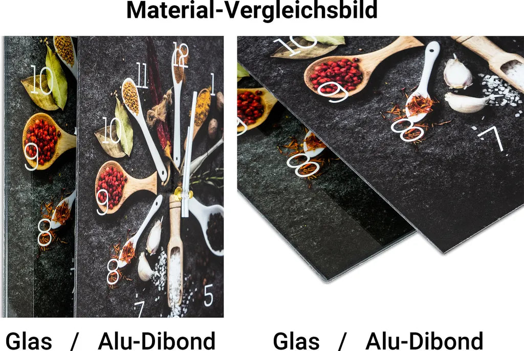 Wanduhr Alu-Dibond 30x30cm Uhr Alubild Limette Frucht Cocktail Bar Küchenuhr