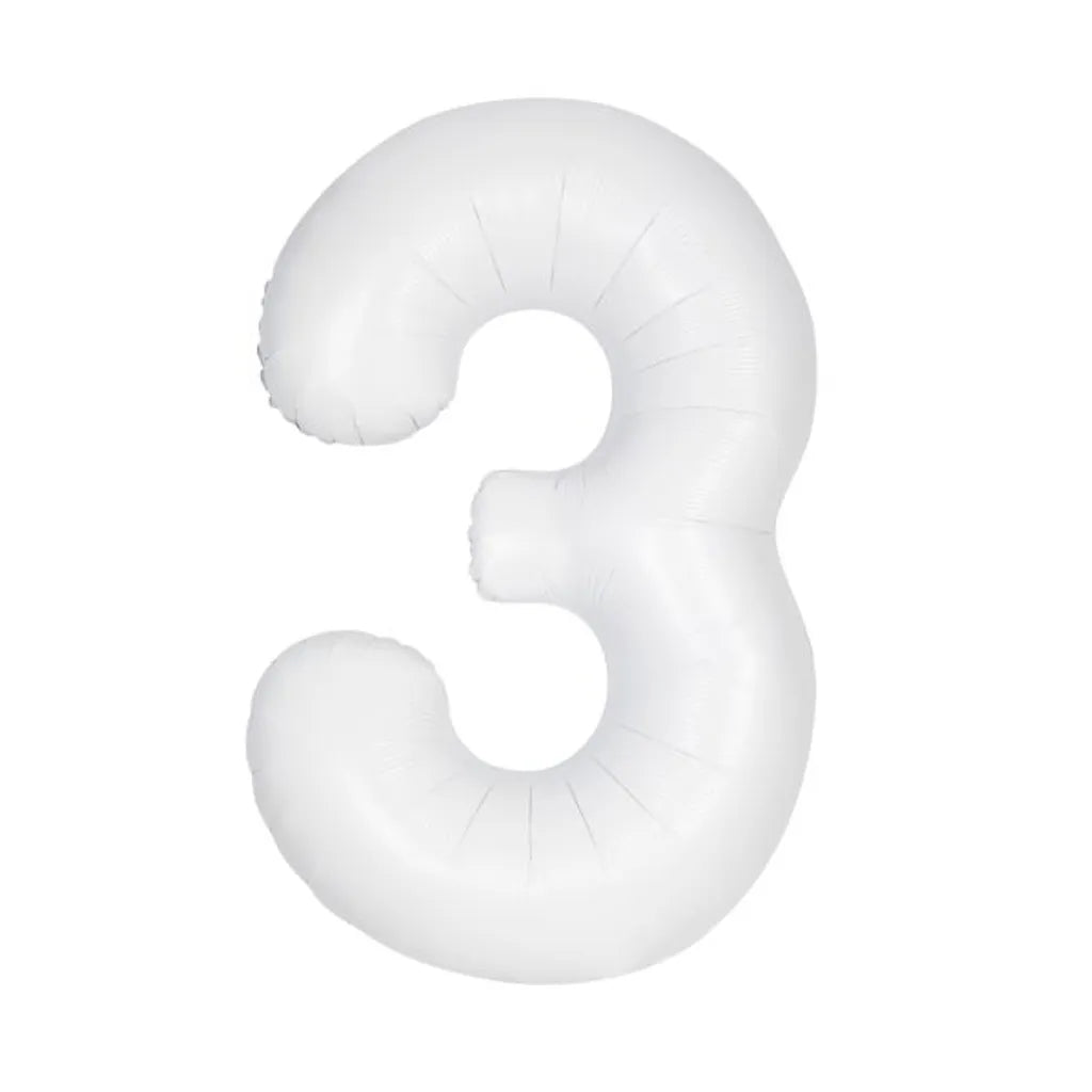 Unique XL Folienballon Weiss Zahl 3