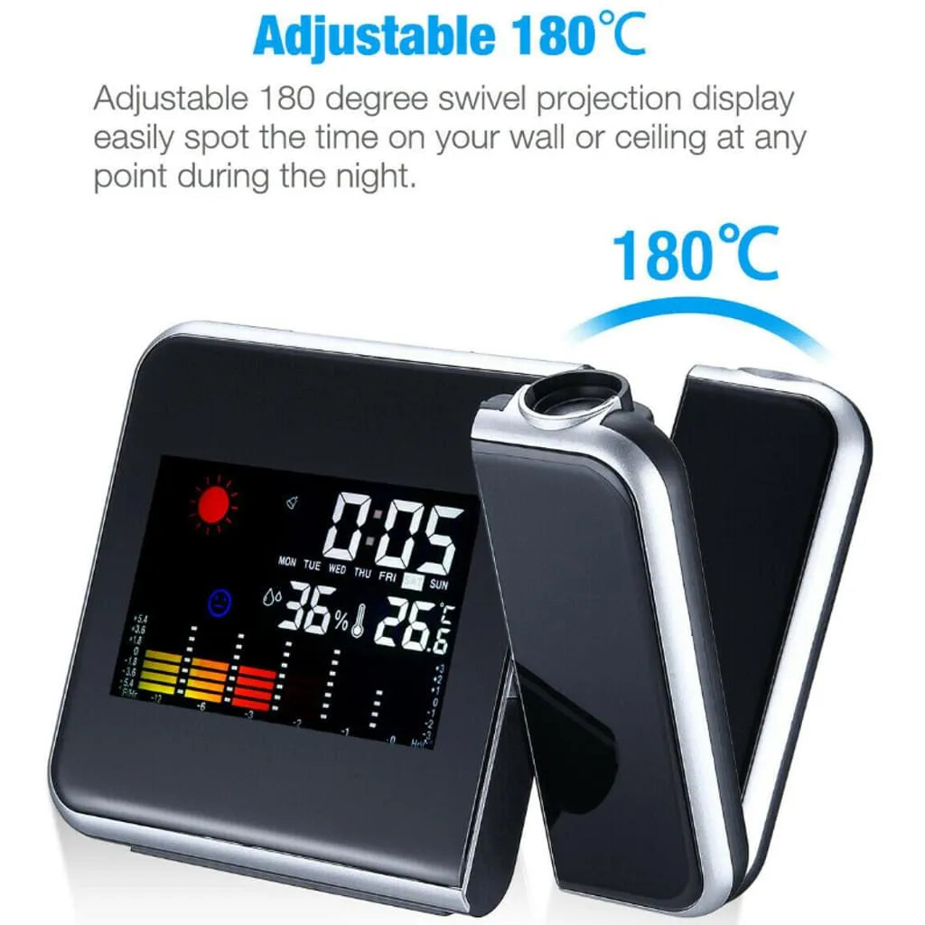 LCD Wecker Funkuhr LED Funkwecker Snooze Alarm Tischuhr Mit Projektion