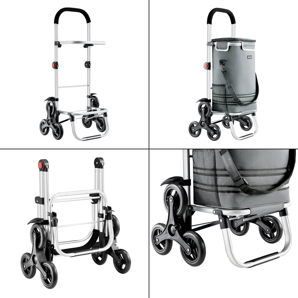  Treppensteiger Einkaufstrolley Neef Einkaufswagen Mit Thermotasche 41 Liter Bis 20 Kg Belastbar Transportwagen Mit Abnehmbarer Einkaufstasche Klappbar Dunkelgrau