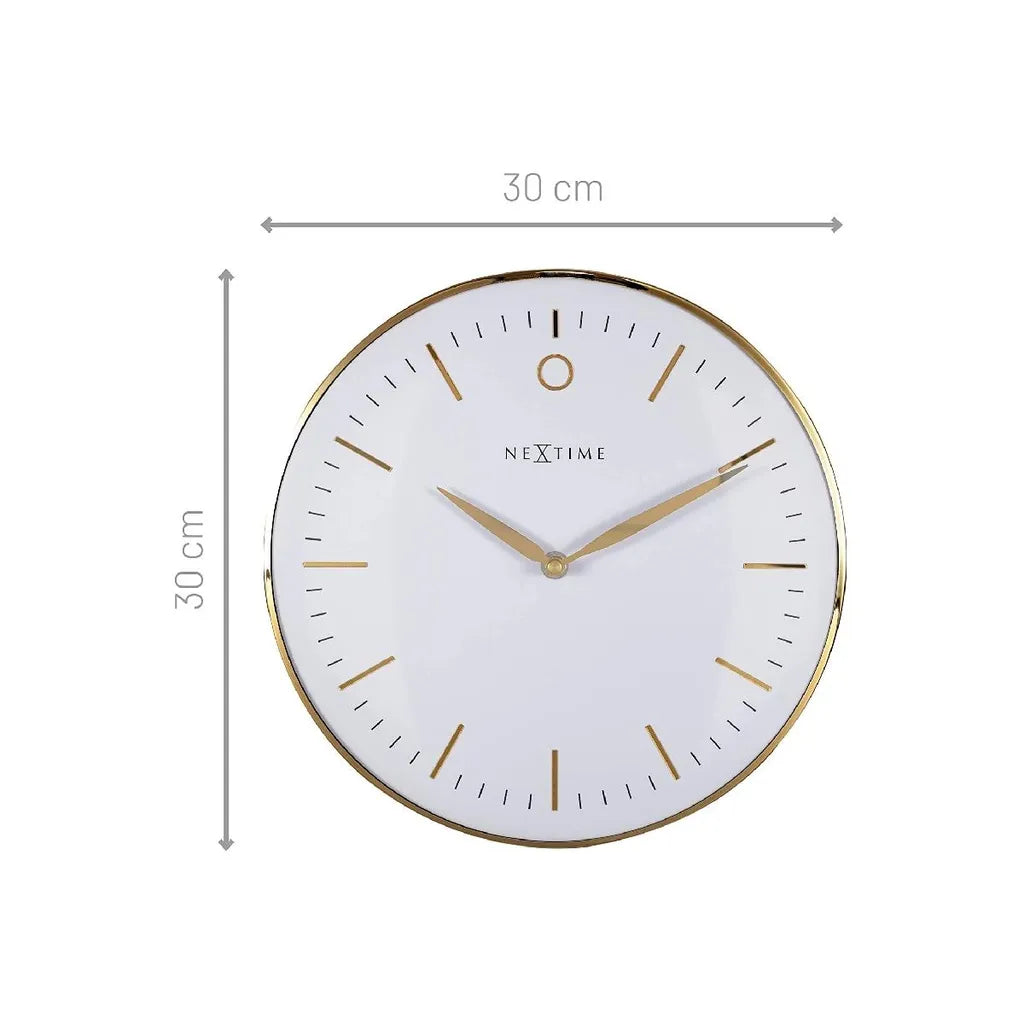  NeXtime 3256WI Small Design-Wanduhr, Leise, Weiß, Gold, 30 Cm