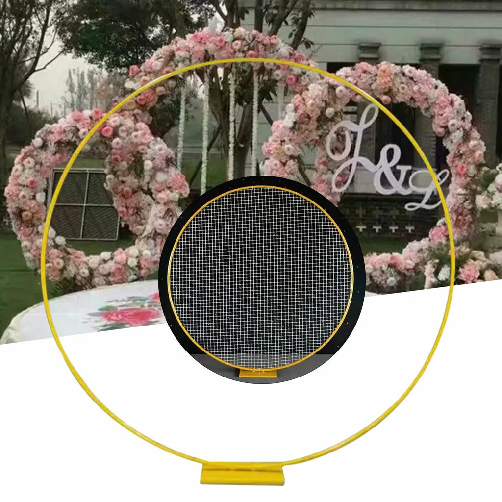  2m Hochzeit Bogen Rund Metall Ständer Hintergrund Nachbildung Blumen Luftballon Rahmen Gold