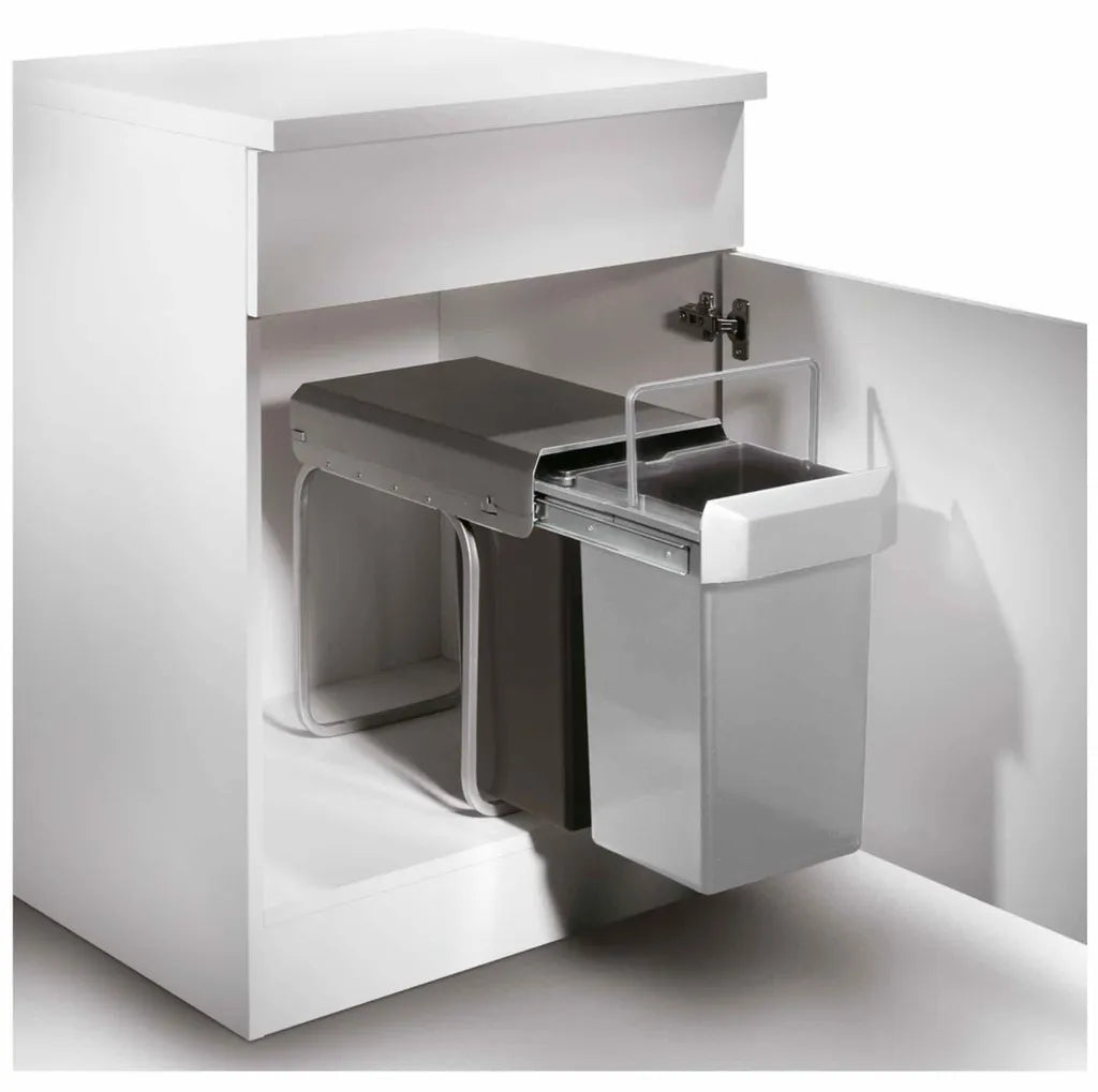  Wesco Einbau-Abfallsammler Double Boy - 30 Liter (2x15 Liter), Silber/anthrazit, Ab 30er Schrankbreite