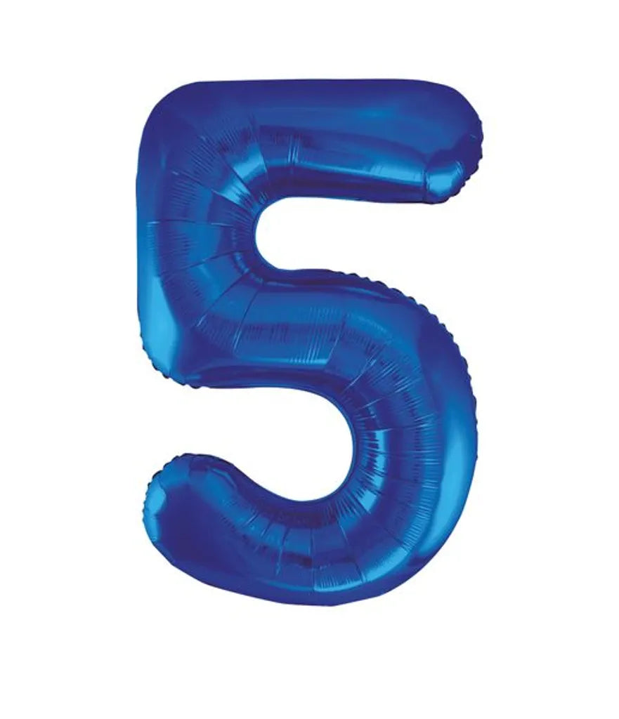 Unique Folienballon Zahl 5 Blau