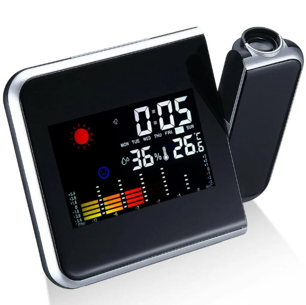 LCD Wecker Funkuhr LED Funkwecker Snooze Alarm Tischuhr Mit Projektion