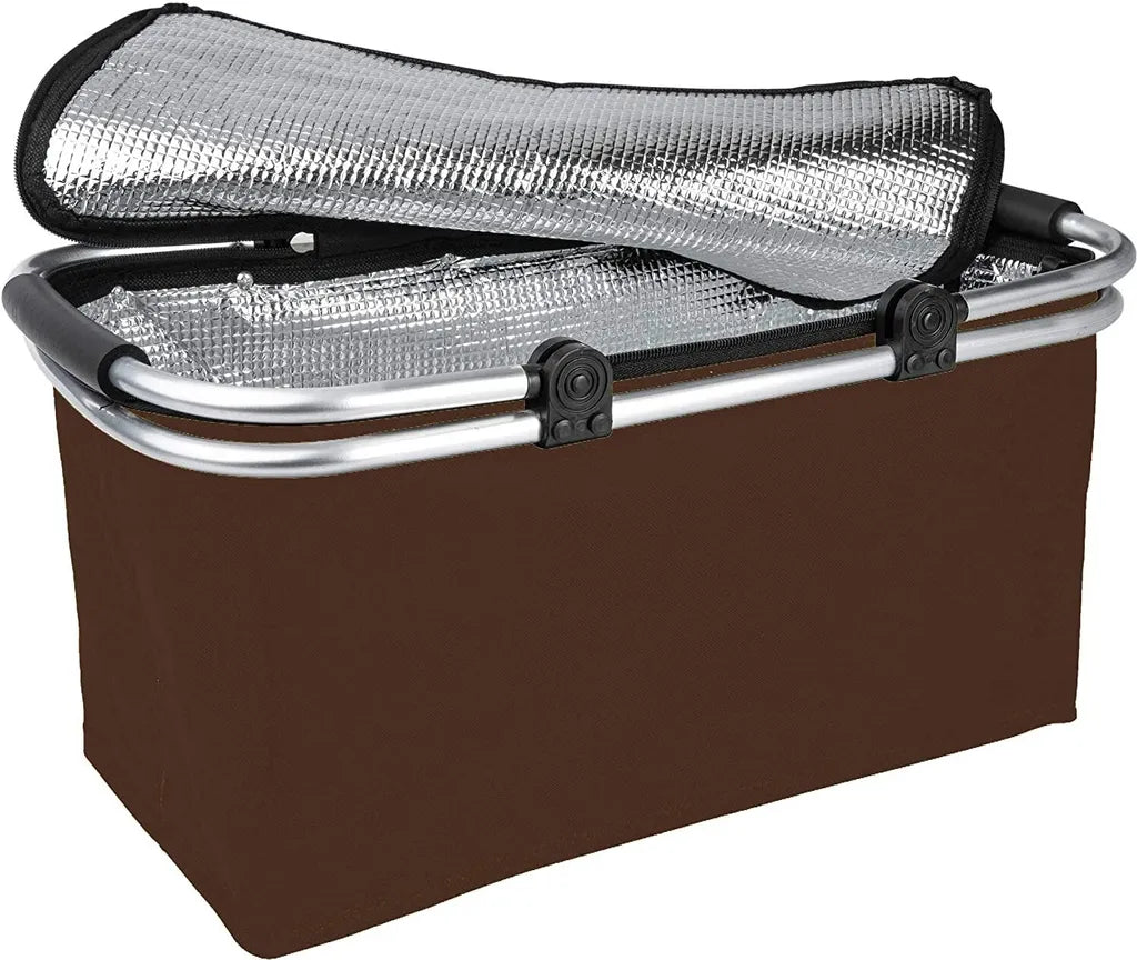  ONVAYA® Einkaufskorb Mit Kühlfunktion | Braun | 2er Set | Mit Deckel