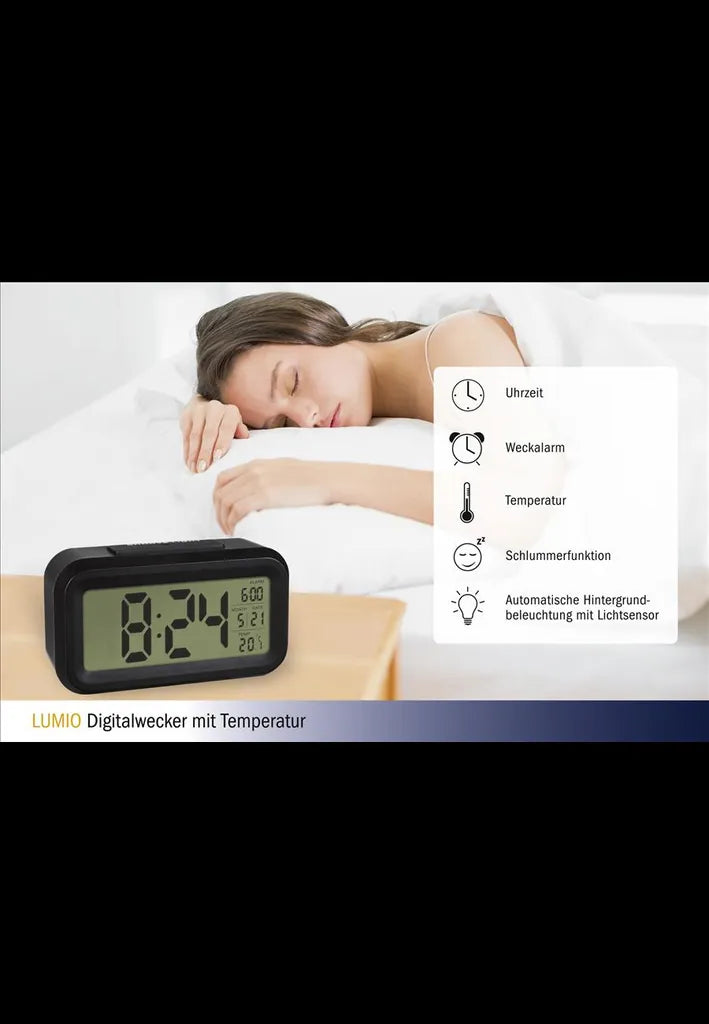 TFA Dostmann TFA 60.2018.01 Lumio Digitalwecker Schwarz