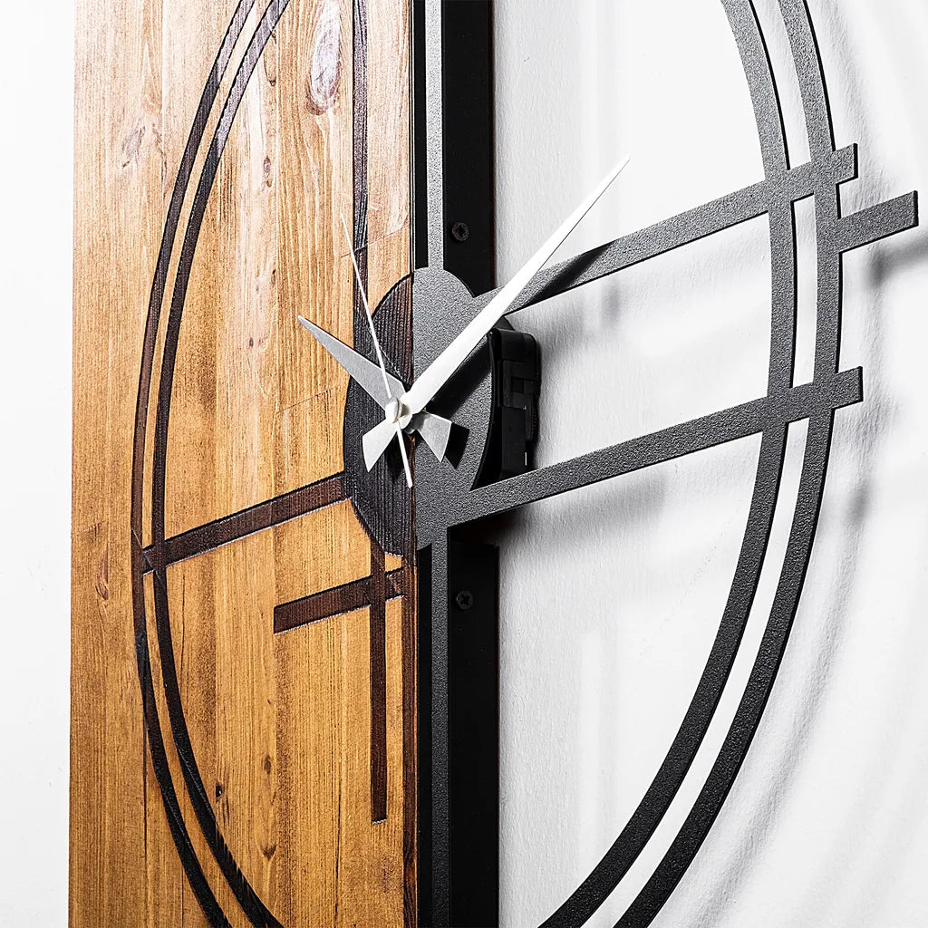  Wallity, Wooden- TNL1138, Leichte,Walnuss, Wanduhren, 56 X 3 X 58 Cm, 100% Holz (Dicke: 3 Cm) / Metall (Dicke: 1
