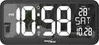  Digitale Uhr Mit Temperatuursensor 37x17cm Große Wanduhr Alarm LCD Display