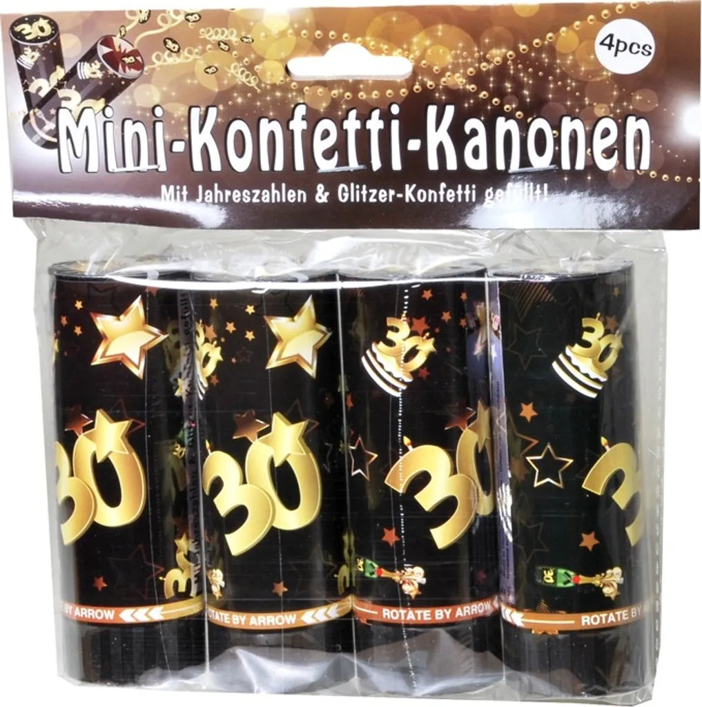  4 Mini Konfetti Kanonen Geburtstag 30